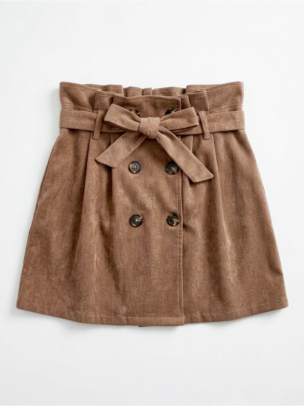 Altar’d State – Corduroy Paperbag Waist Belted Mini Skirt – Brown – Sz. S